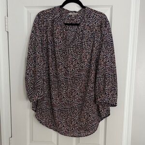 Roz & Ali Multicolored Patterned 3/4 Sleeve Blouse